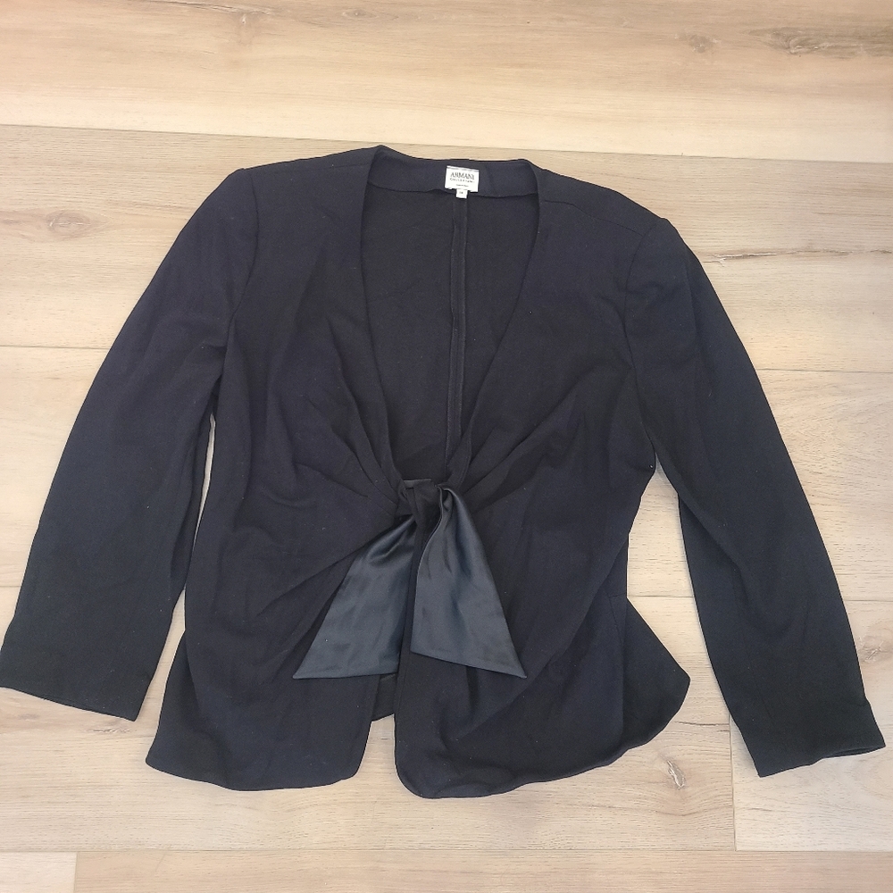Armani Collezioni Black Women's Blazer with Satin Accent - Picture 7 of 7